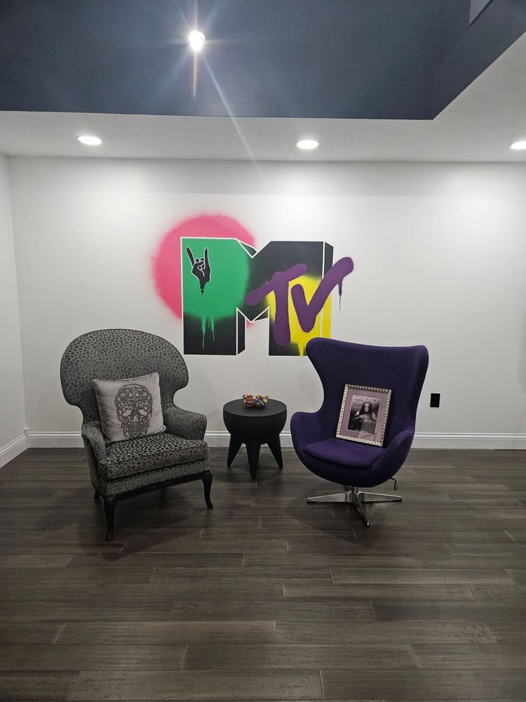 MTV spray painted mural for a friend! 80s pop culture rock n’ roll I want my MTV