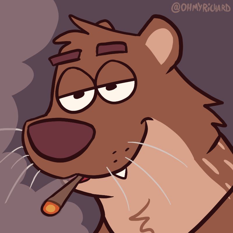 A chill otter, puffin' a blunt. the room fills with wicked clouds. || 🎨 Date created: 2020-06-17 || tags: cartoon cartoonart stoner weed joint blunt 420 furry furryart