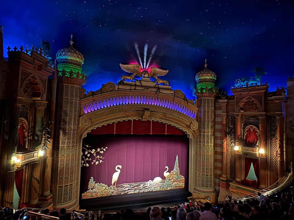The gloriously fruity Civic Theatre in Auckland, as seen from the Gods, waiting for the curtain to rise on the local premiere of Prime Minister, the documentary about Jacinda Ardern’s time in that role. 