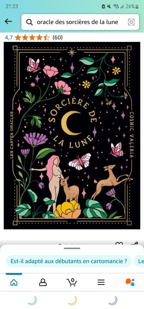 Screenshot de l'oracle des sorcières de la lune par cosmic valeria