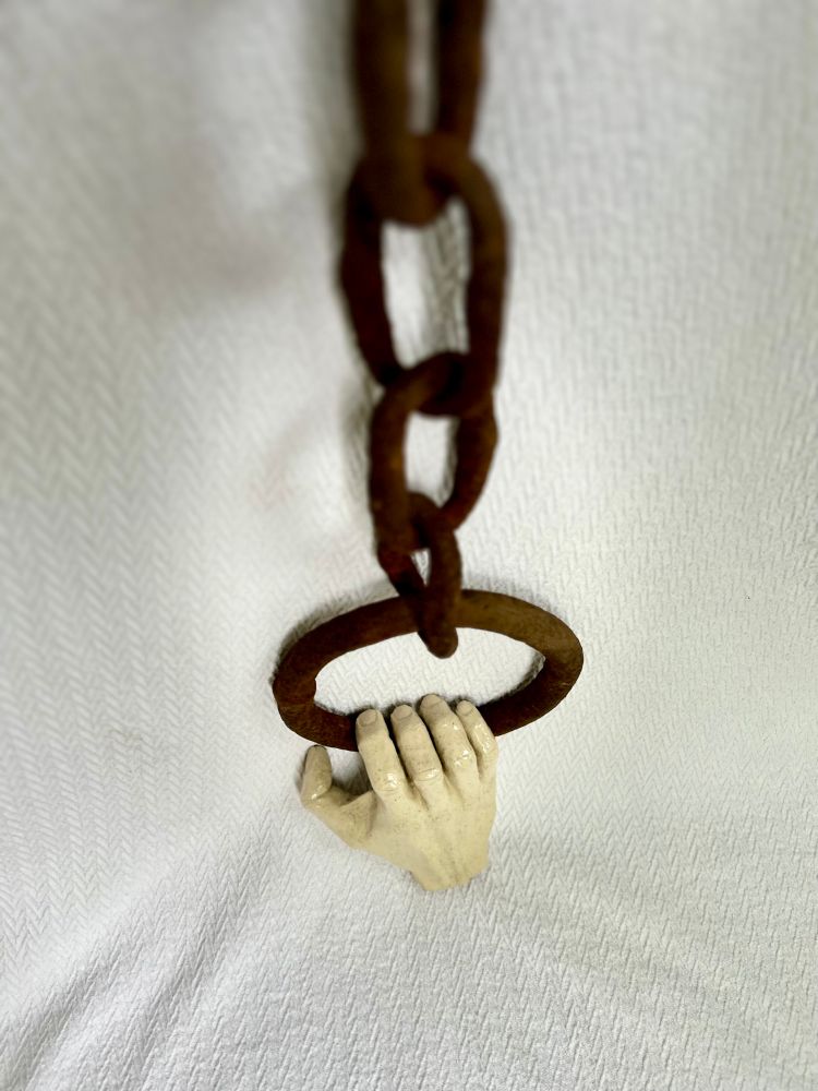 A multi media sculpture called ‘Losing my grip’ , 2024
4’ x  9’’ x 3’’
Stoneware clay, glaze, found metal
Can you relate? 
Sometimes it feels like we don’t have it anymore. We might fall.
Did we need to let go?

