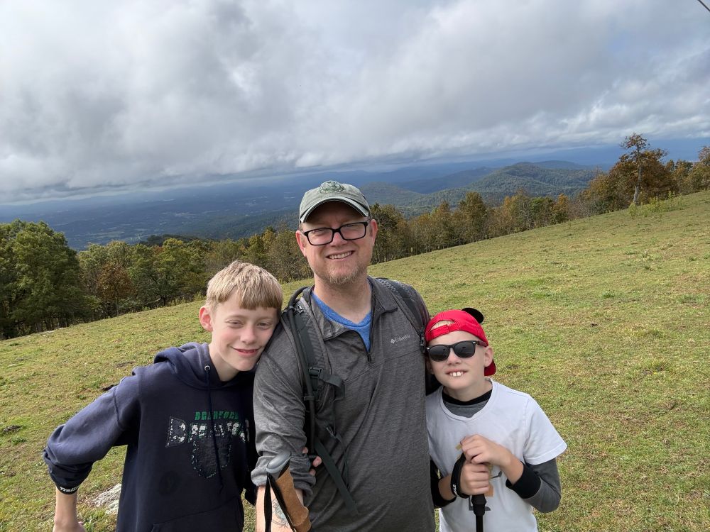 Me and my two kids posing for a selfie