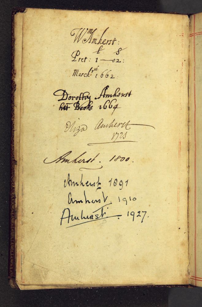 Signatures of ownership in the front flyleaf of Scintilla-altaris | Primitive devotion in the feasts and fasts of the Church of England' by Edward Sparke [G35.S6]
