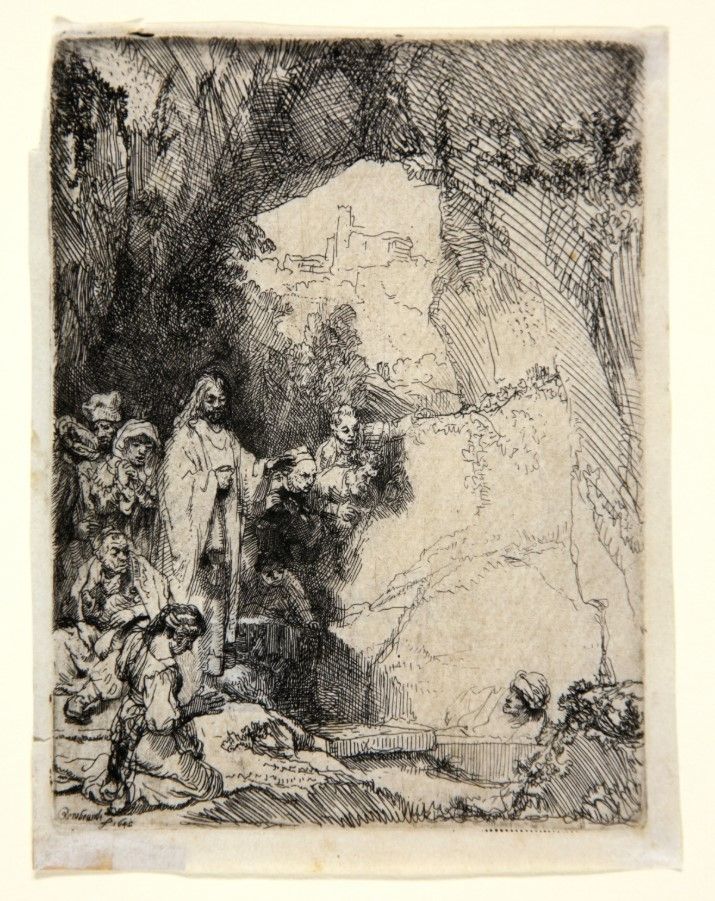 Print by Rembrandt of Christ raising Lazarus. [Prints 50/002]