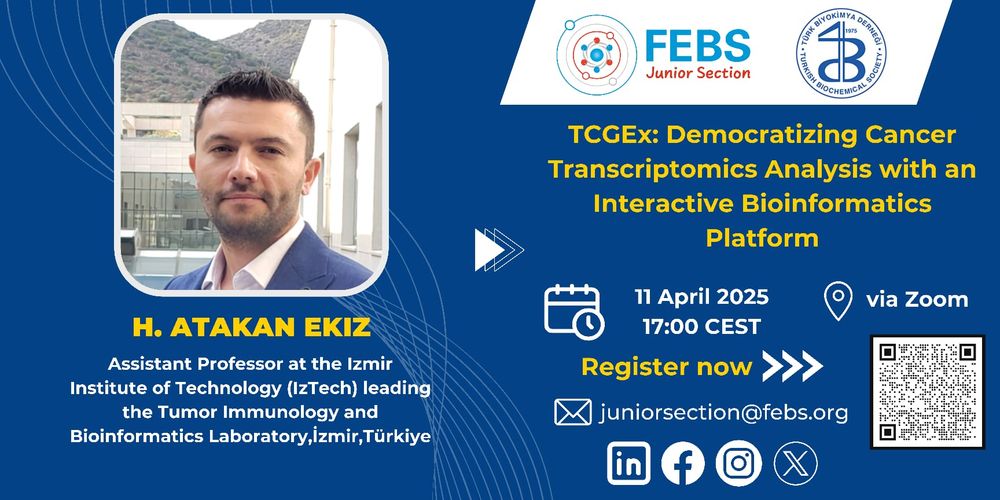 On the left side, there is a photograph of the speaker, Atakan Ekiz, along with his description. On the right side, at the top, there are the logos of the organizations, followed by the title, date, and a registration QR code.