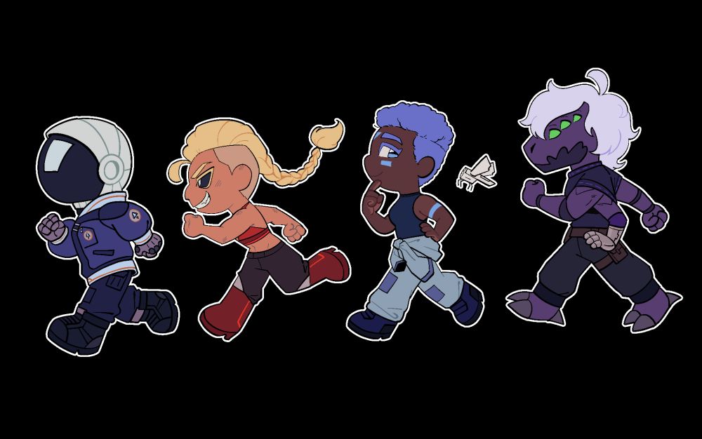 Certo, Coris, Sunspot, Firefly, and Mythrakis all marching forward.