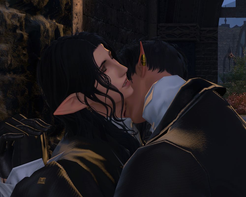 Rochelle closes his eyes, tossing his head back, his expression blissful as Gene drags his tongue over his neck.