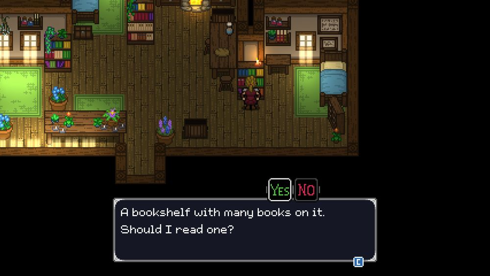 A UI prompt for reading books on a bookshelf