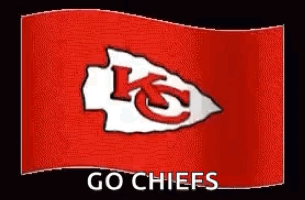 a red flag with a chiefs logo on it