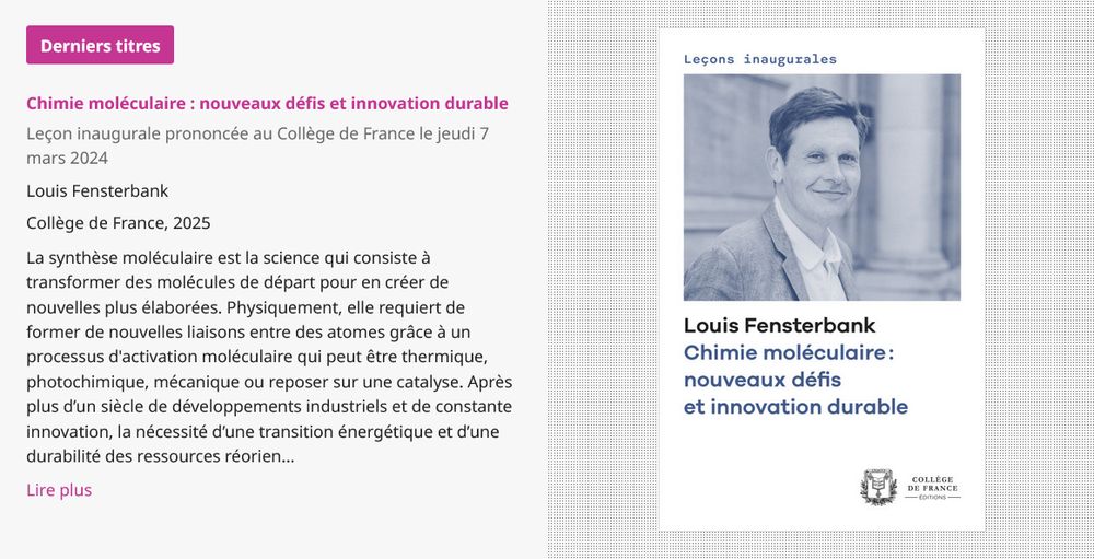 Annonce de parution du livre en une du portail OpenEdition Books, 9 décembre 2025.