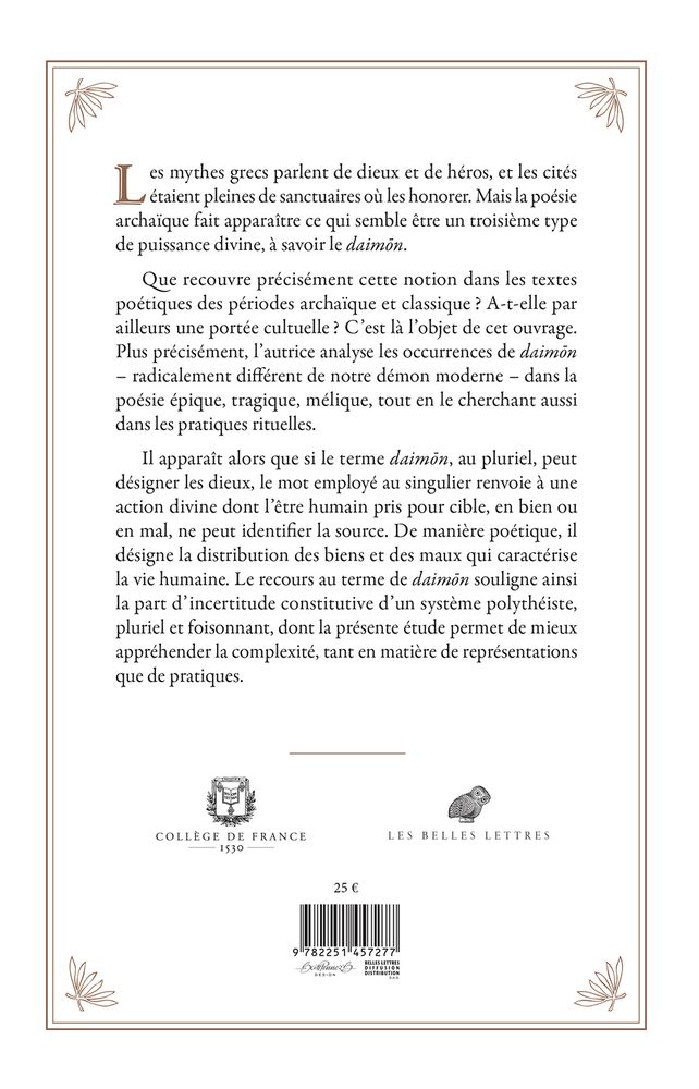 Quatrième de couverture du livre.