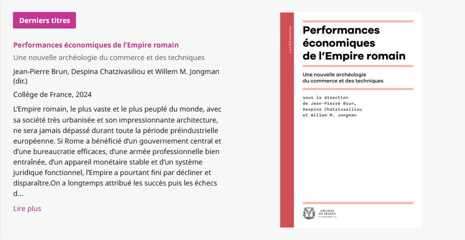 Annonce de parution en une du portail OpenEdition Books le 17 mars 2025.