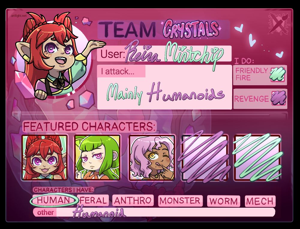 Artfight Team Crystals artcard