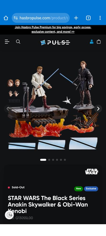 Star Wars Black Series Anakin Skywalker and Obi-Won Kenobi webpage from Hasbro Pulse.