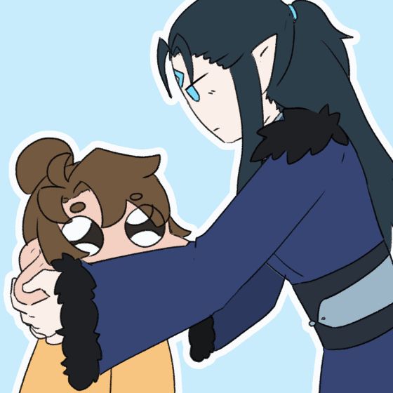 animated gif of Mobei Jun kneading Shang Qinghua's cheeks like dough