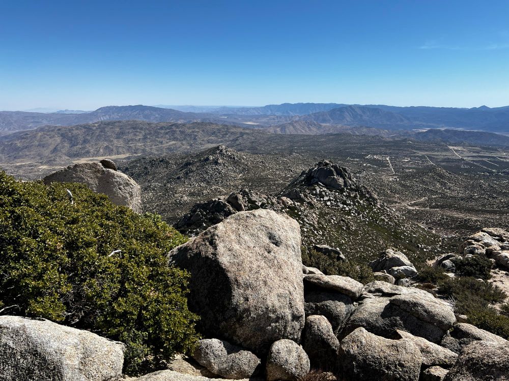 Desert chaparral and granitic boulder piles 