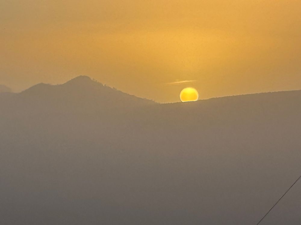 Sunset at McDonald Observatory on March 2, 2025. The dust is a so thick it was safe to watch the sunset. 