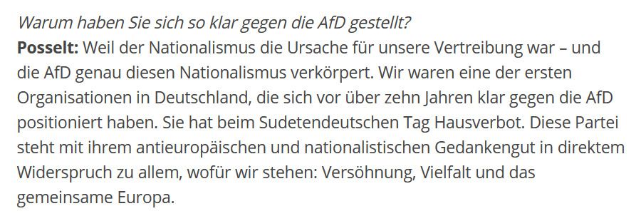 Bernd Posselt erklärt, dass die AfD beim Sudetendeutschen Tag Hausverbot habe.