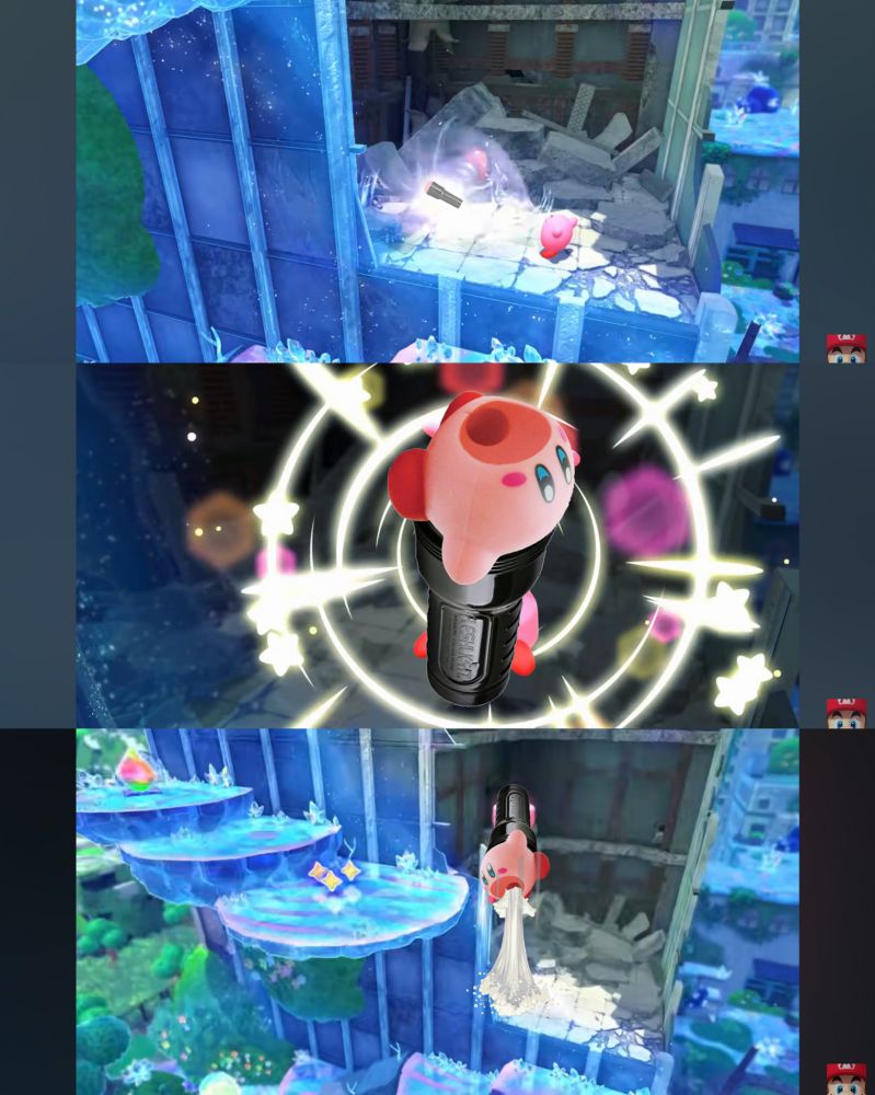 Kirby swallowing a Fleshlight and then becoming Fleshlight Kirby and using his new ability to blast himself off the ground with a geyser of white liquid.