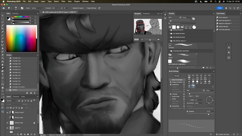 Drawing work in progress. Solid snake from metal gear solid 