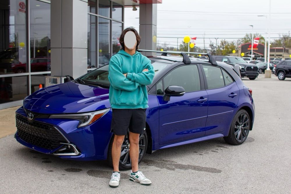photo of someone standing next to a 2025 Corolla hatchback showing the hood of the car at crotch height

censored because i grabbed this off of reddit and don't want to dox anyone