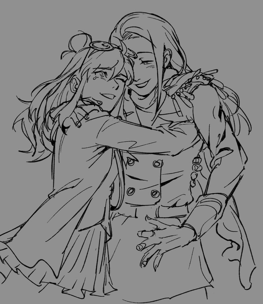 Rough doodle of Lana and Ema Skye from Ace Attorney together