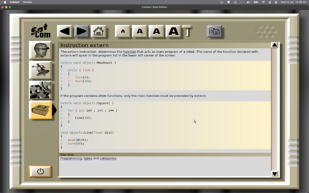 The contents of the instruction 'extern'. It explains how to use the keyword 'extern' as the main entrypoint for the bots.