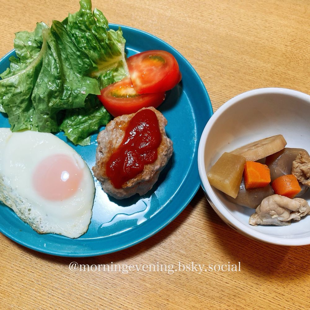 豚肉100%ハンバーグ
こんにゃくと根菜の炊き合わせ