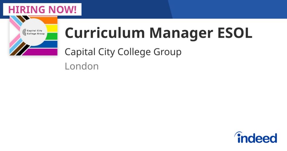 Curriculum Manager ESOL - London - Indeed.com