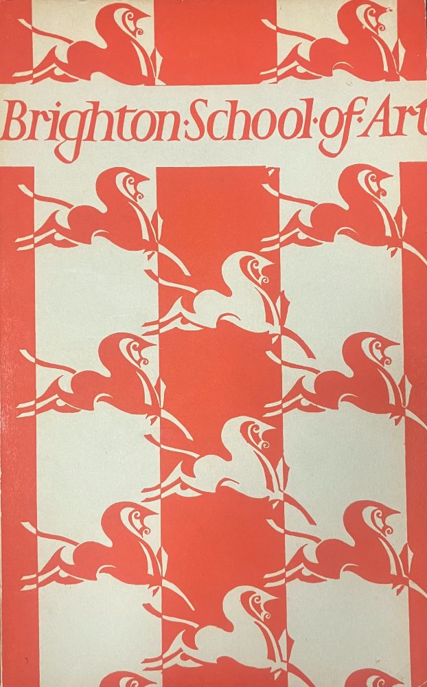 red and white vertically striped cover with repeating illustrations of a horses