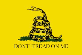 The Gadsden flag is a historical American flag with a yellow field depicting a timber rattlesnake coiled and ready to strike. Beneath the rattlesnake are the words Dont Tread on Me.（form Wikipedia）