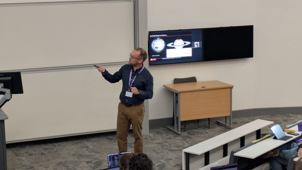 Prof Leigh Fletcher presenting results of JWST observations of Saturn