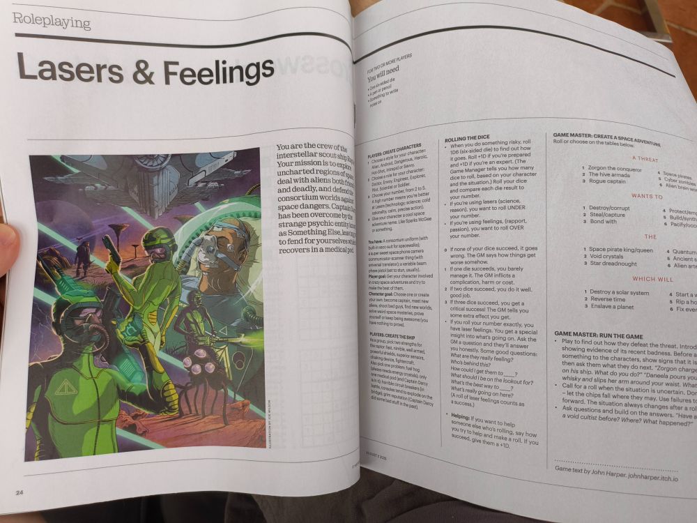 Photo of FT Weekend supplement with a printing of Lasers & Feelings