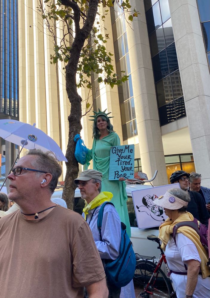 Person dressed as Lady Liberty