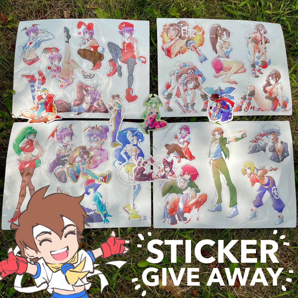 A cartoony Sakura from Capcom's Street Fighter franchise presents a variety of stickers made by me. 