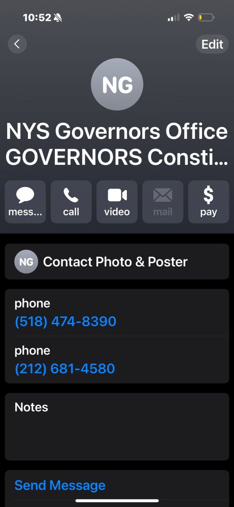 Governors Office Constituency Line (518) 474-8390, (212) 681-4580