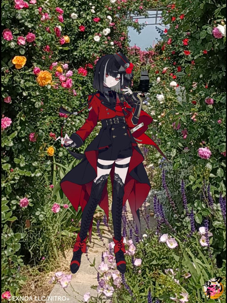 刀剣乱舞 御供散歩撮影機能で撮った京極正宗。背景はバラ園