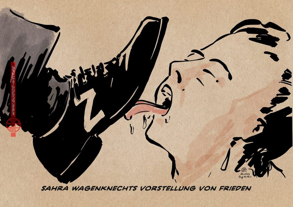 Wagenknecht leckt einen Schuh mit einem Z