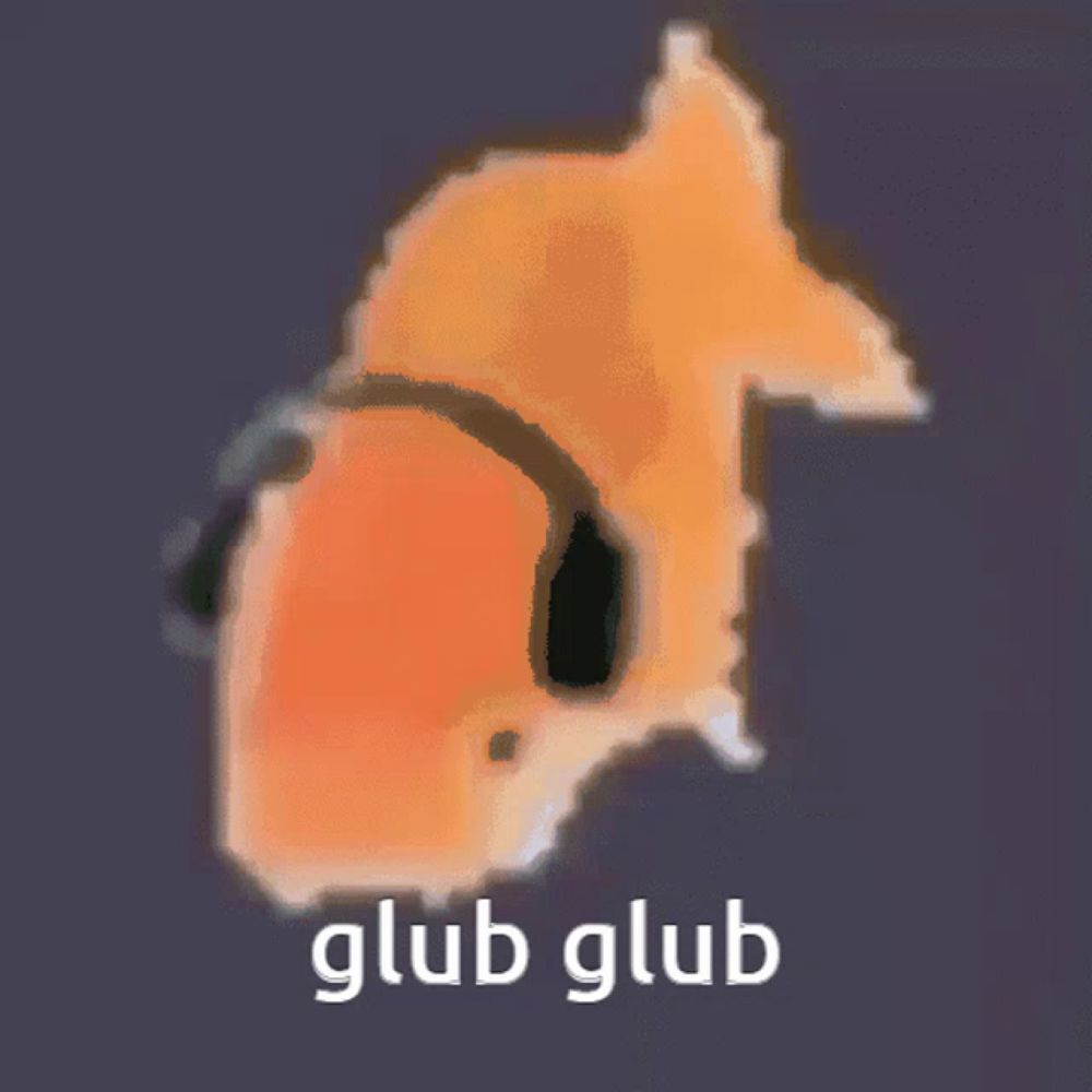 a picture of a fish with the words glub glub written below it