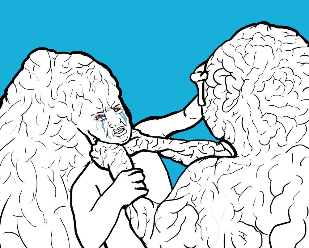 Matt being strangled to death by his own massive brain. 