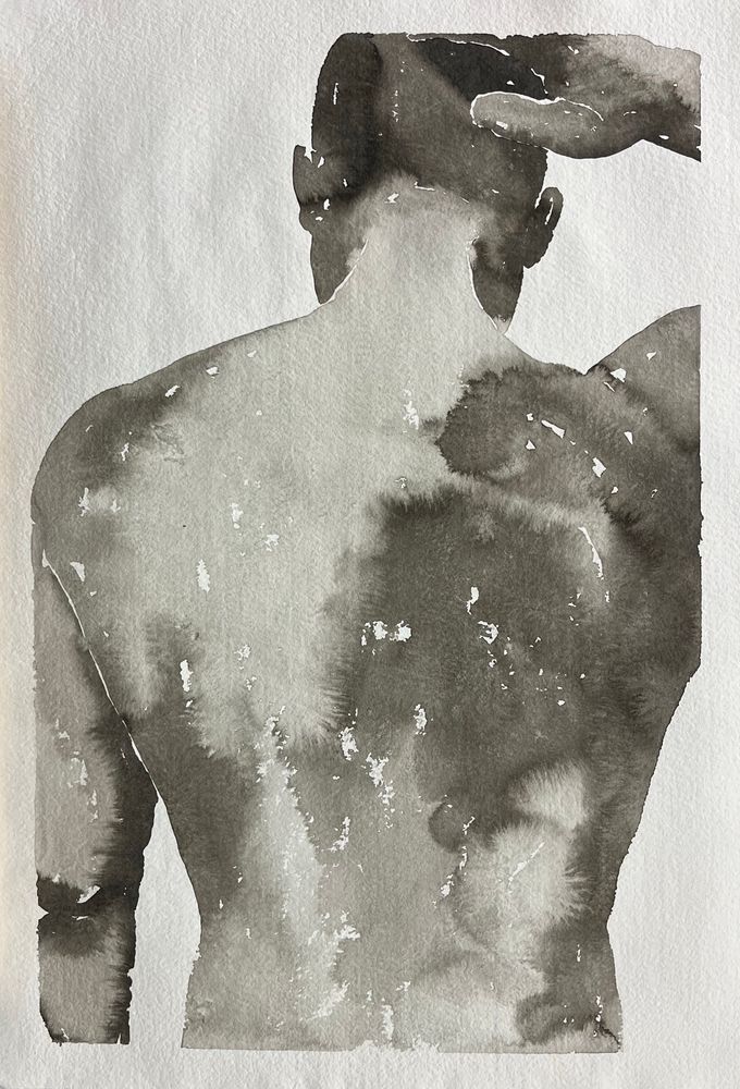 2025, “Playa”, ink on Saint-Armand paper, 22x15 inches (cropped)