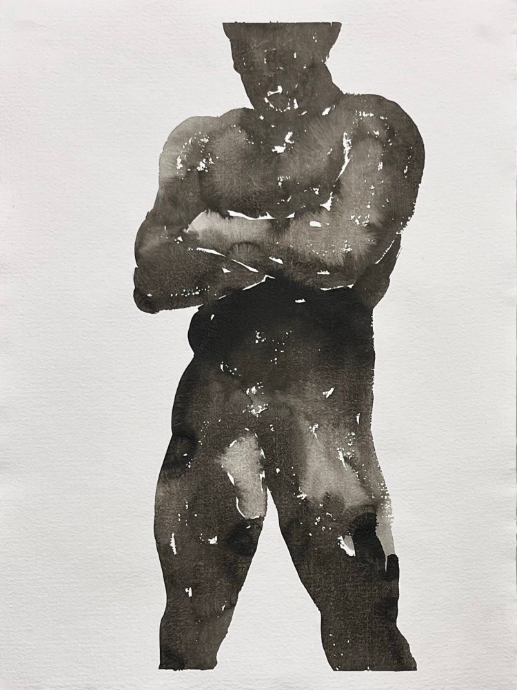 2025, “Studio”, ink on Saint-Armand paper, 24x18 inches (cropped)