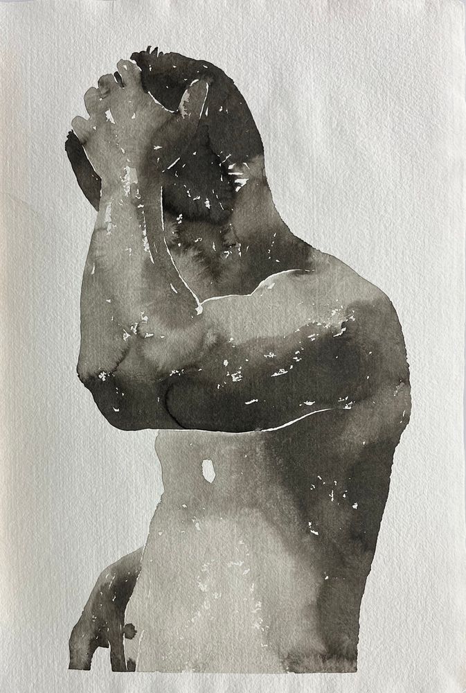 2025, “Playa”, ink on Saint-Armand paper, 22x15 inches (cropped)