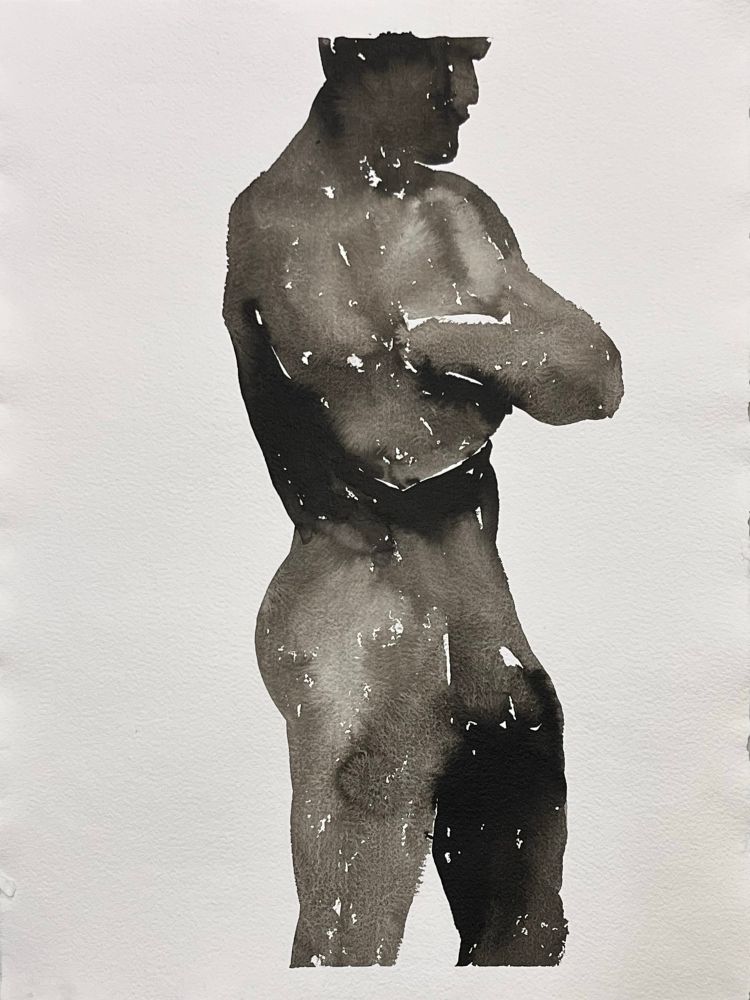 2025, “Studio”, ink on Saint-Armand paper, 24x18 inches