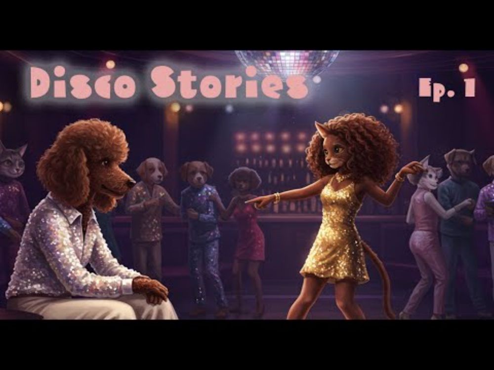 🎶 Disco Stories - Ep. 1 🪩 —  An unlikely cat and dog couple light up the dance floor at a 70s disco.