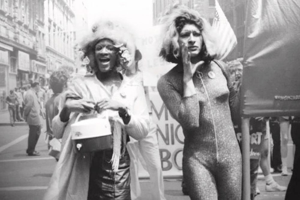photo of sylvia rivera and marsha p. johnson marching
