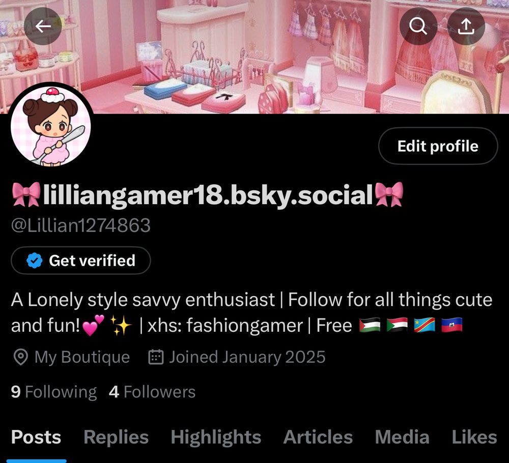 My twitter profile: @Lillian1274863