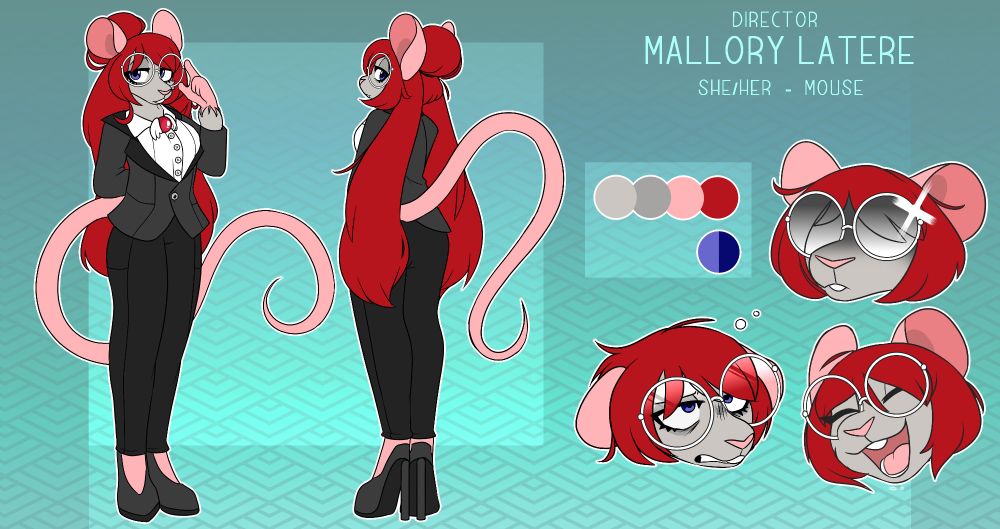 A refsheet of Mallory Latere in business/formal wear.