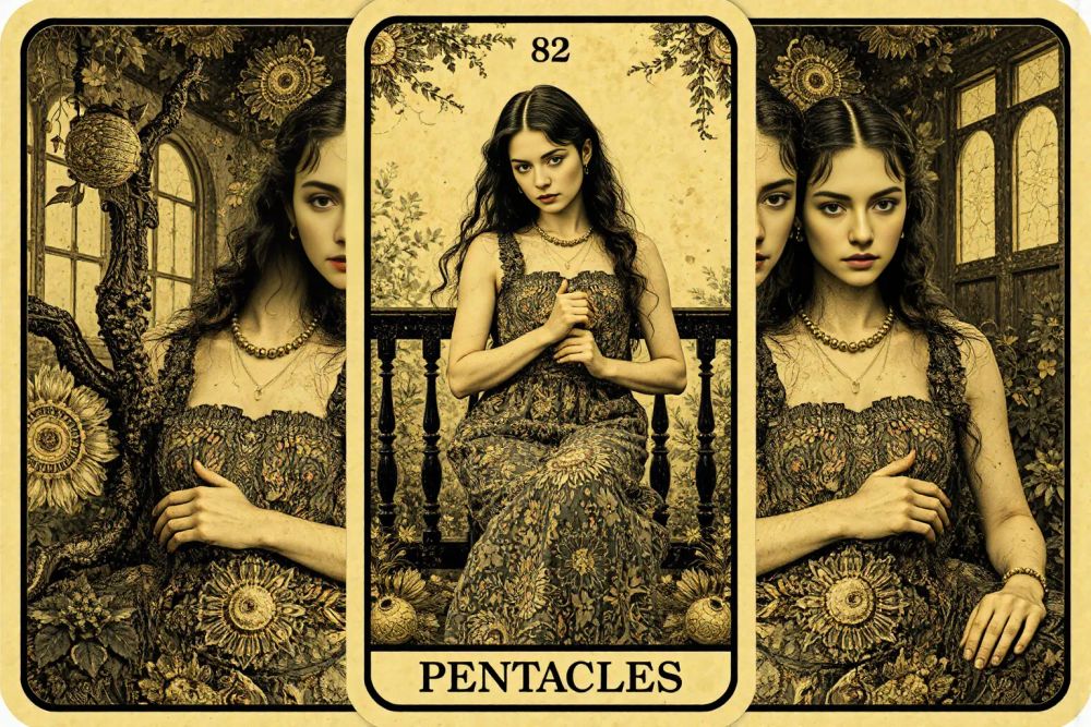 Prompt:  Nine of Pentacles Tarot card, Paul Cézanne style, auspicious omen, harmony, balance, sense of accomplishment, material security, stability, practicality, connection, physical surroundings, home, daily routines, nagging tasks, responsibilities, independence, self-sufficiency, control, decisions, values, spiritual growth, relationships, material possessions, earthly concerns, attachment, overly attached, small victories, surprise gift, inheritance, unexpected financial windfall, sense of accomplishment, project, task, loyalty, commitment, emotional connection, partner, romance, self-love, self-care, like-minded individuals HD, sharp focus, stunningly beautiful, (b&w, Monochromatic, Film Photography:1,3), Photorealistic, Hyperrealistic, Hyperdetailed, film noir, analog style, soft lighting, subsurface scattering, realistic, heavy shadow, masterpiece, best quality, ultra realistic, 8k, golden ratio, Intricate, High Detail, film photography, soft focus

Negative prompt: , extra eyes, bad eyes, ugly eyes, imperfect eyes, deformed pupils, deformed iris, cross-eyed, poorly drawn face, bad face, fused face, ugly face, worst face, unrealistic skin texture, out of frame, poorly drawn hands, cloned face, double face, blurry, bad quality

Text model: llama3

Image model: MoxieFlux1DS