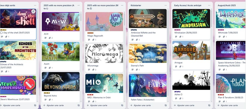 Calendrier des jeux français à date du 5/08/2025
